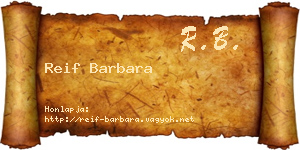 Reif Barbara névjegykártya